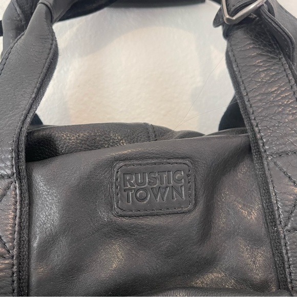 Rustic Town Black Leather Duffel Bag Casanova Travel - Picture 3 of 13